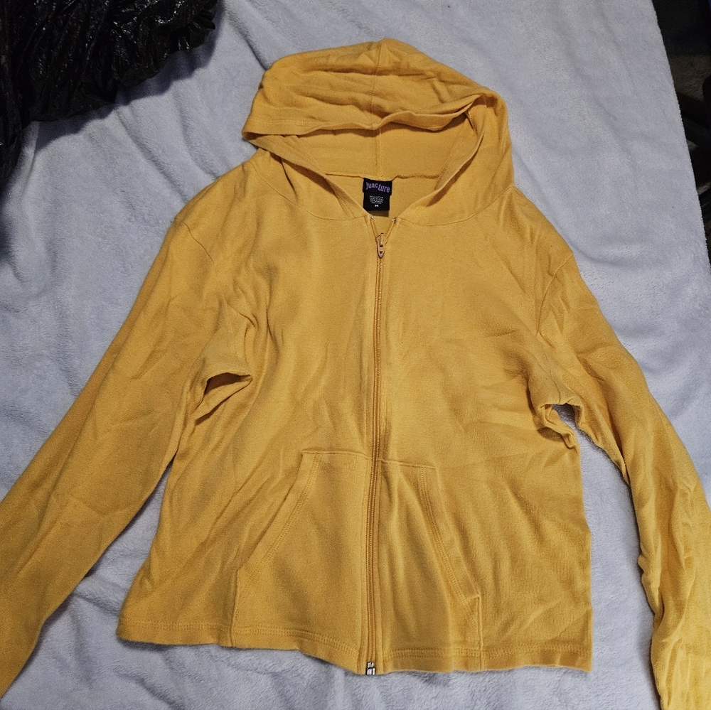 Y2K Yellow Juncture Zip-Up Hoodie
